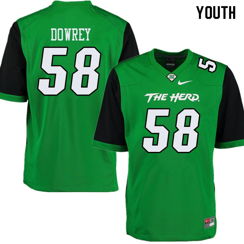 Youth #58 Jordan Dowrey Marshall Thundering Herd College Football Jerseys Sale-Green